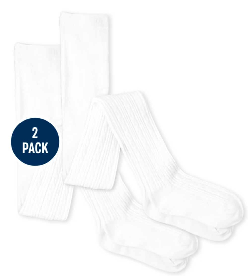 The Children's Place Girl's 8-10 White Cable Knit 2-Pack Tights G29-22